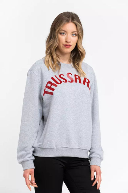 Trussardi Women's Gray Cotton Round Neck Sweatshirt Sweater