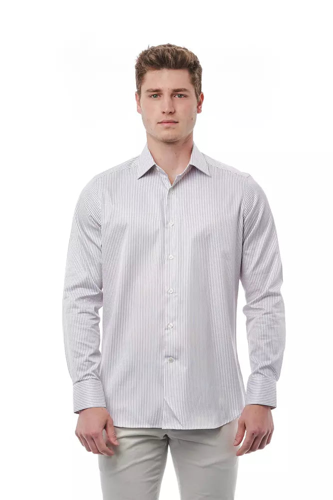 Dress Shirt by Bagutta for men in cotton white showcases a sharp silhouette, elegantly detailed with a sharp and sharp .