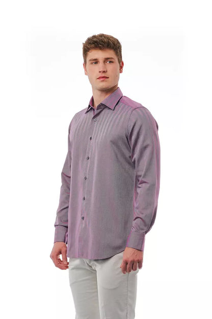 Bagutta Men's Burgundy Cotton Regular Fit Shirt
