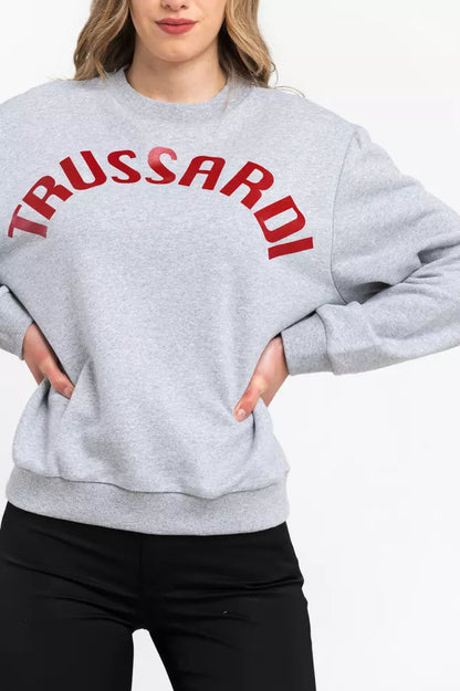 Trussardi Women's Gray Cotton Round Neck Sweatshirt Sweater