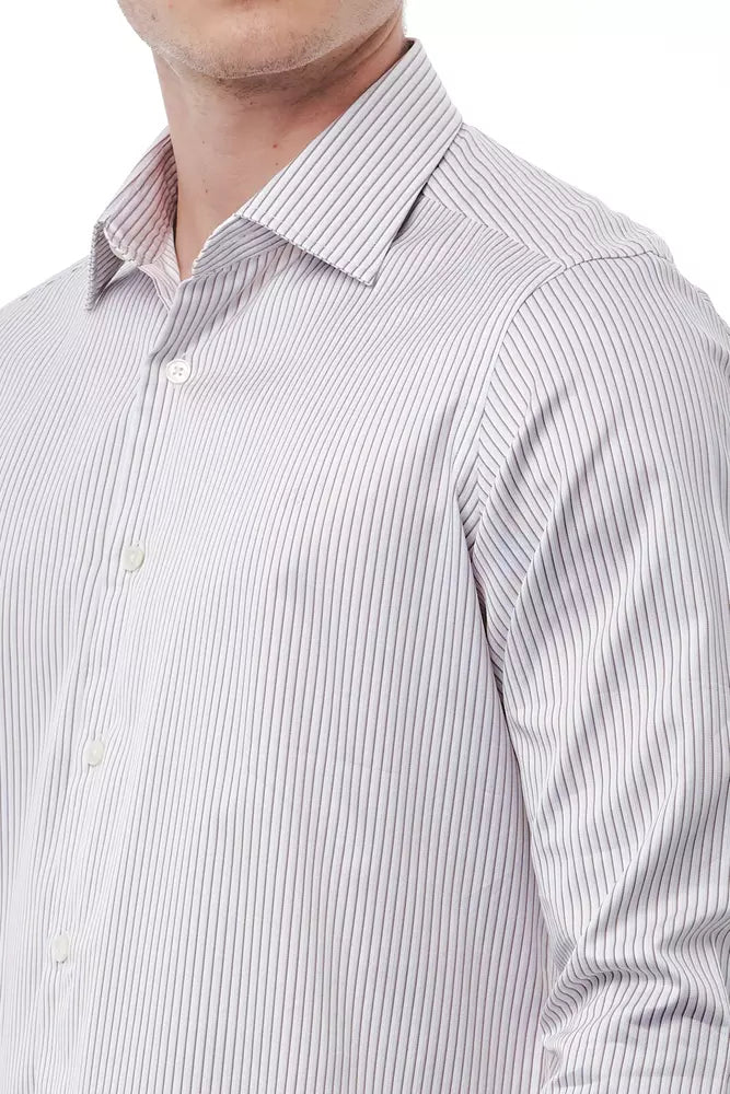 Bagutta Men's White Cotton Regular Fit Shirt