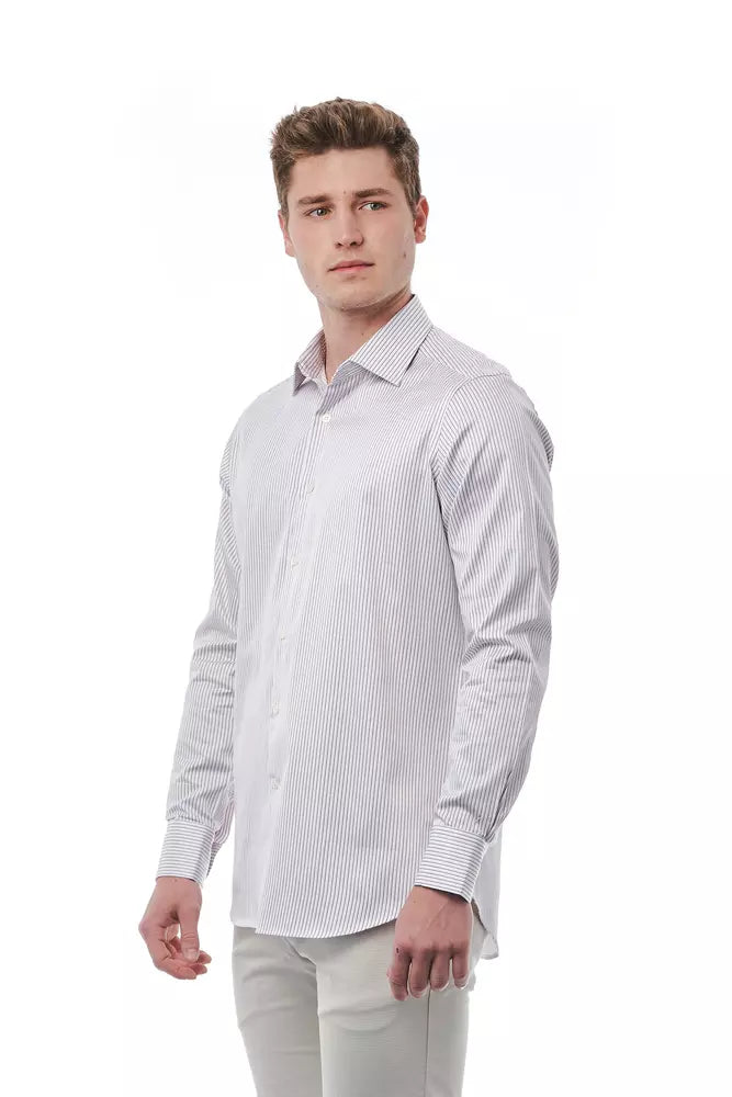 Bagutta Men's White Cotton Regular Fit Shirt
