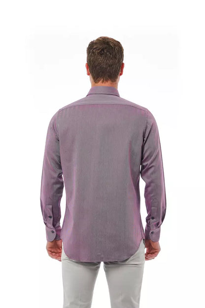 Bagutta Men's Burgundy Cotton Regular Fit Shirt