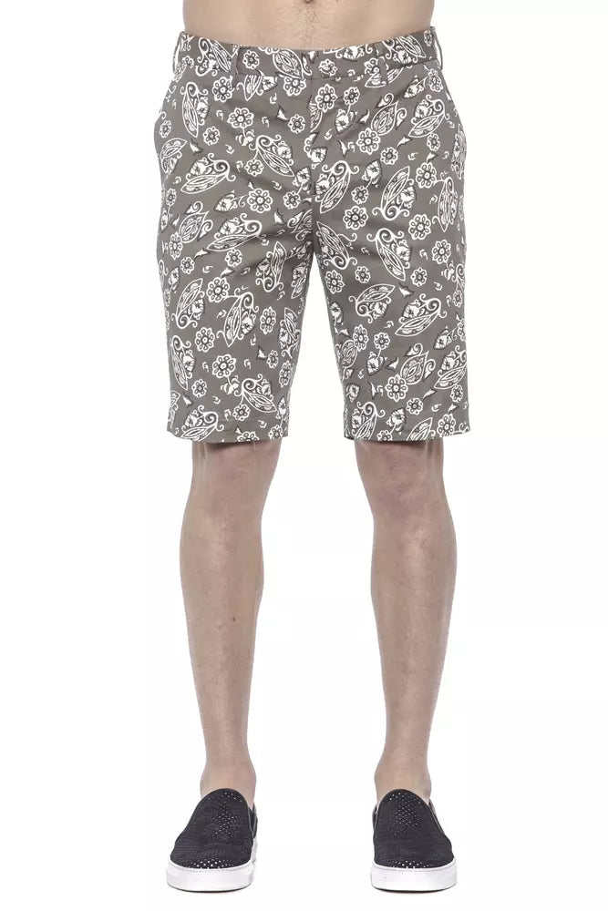 Bermuda Shorts by PT Torino for men in stretch cotton bicolour, green & patterned presents a contemporary silhouette, showcasing a contemporary with a refined short and elegant .