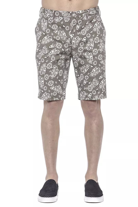 Bermuda Shorts by PT Torino for men in stretch cotton bicolour, green & patterned presents a contemporary silhouette, showcasing a contemporary with a refined short and elegant .