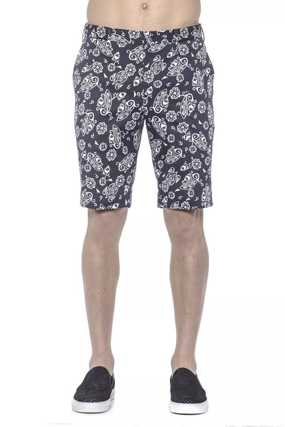Blue Patterned Cotton PT Torino Men's Bermuda Shorts