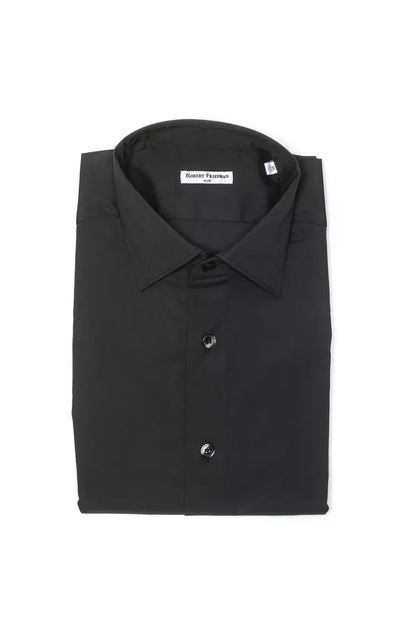 Dress Shirt by Robert Friedman for men in stretch polyamide cotton gray features an architectural silhouette with a refined and elegant for a architectural look.