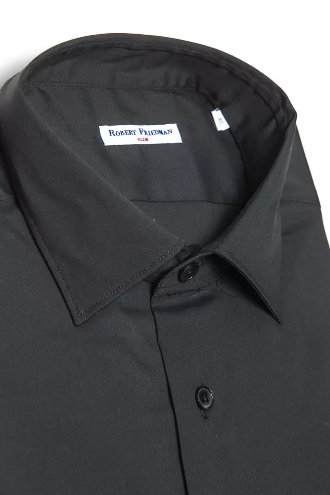 Dress Shirt by Robert Friedman for men in stretch polyamide cotton gray presents a discerning silhouette, showcasing a sophisticated and for a truly discerning finish.