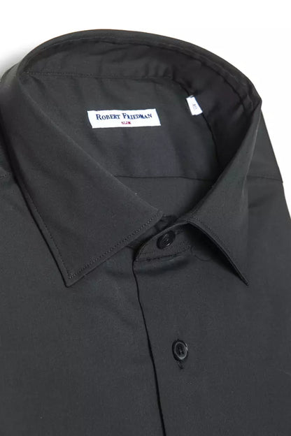 Dress Shirt by Robert Friedman for men in stretch polyamide cotton gray presents a discerning silhouette, showcasing a sophisticated and for a truly discerning finish.