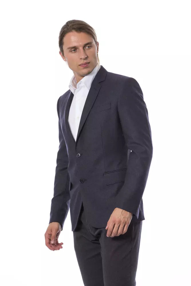 Blazer by Verri for men in wool blue features an sartorial silhouette, showcasing a sophisticated and sartorial for a truly sartorial finish.