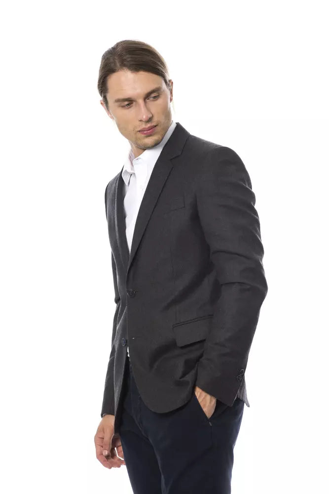 Blazer by Verri for men in wool gray showcases a polished silhouette, highlighted by a refined single-breasted neckline and polished for a sophisticated finish.