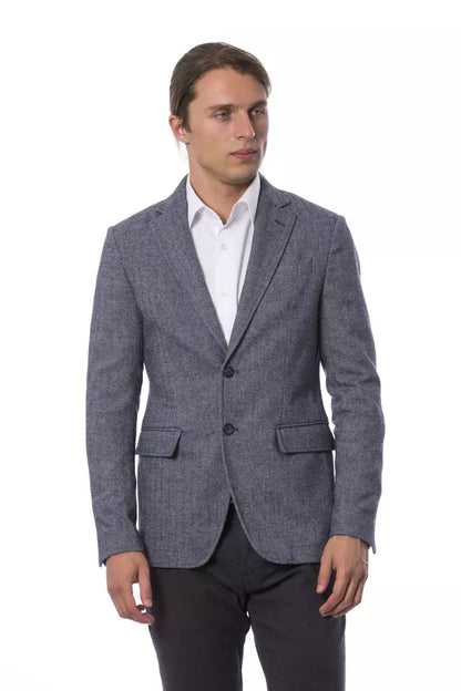 Blazer by Verri for men in polyester blue features an crisp silhouette with sophisticated and a crisp single-breasted neckline for a truly crisp finish.