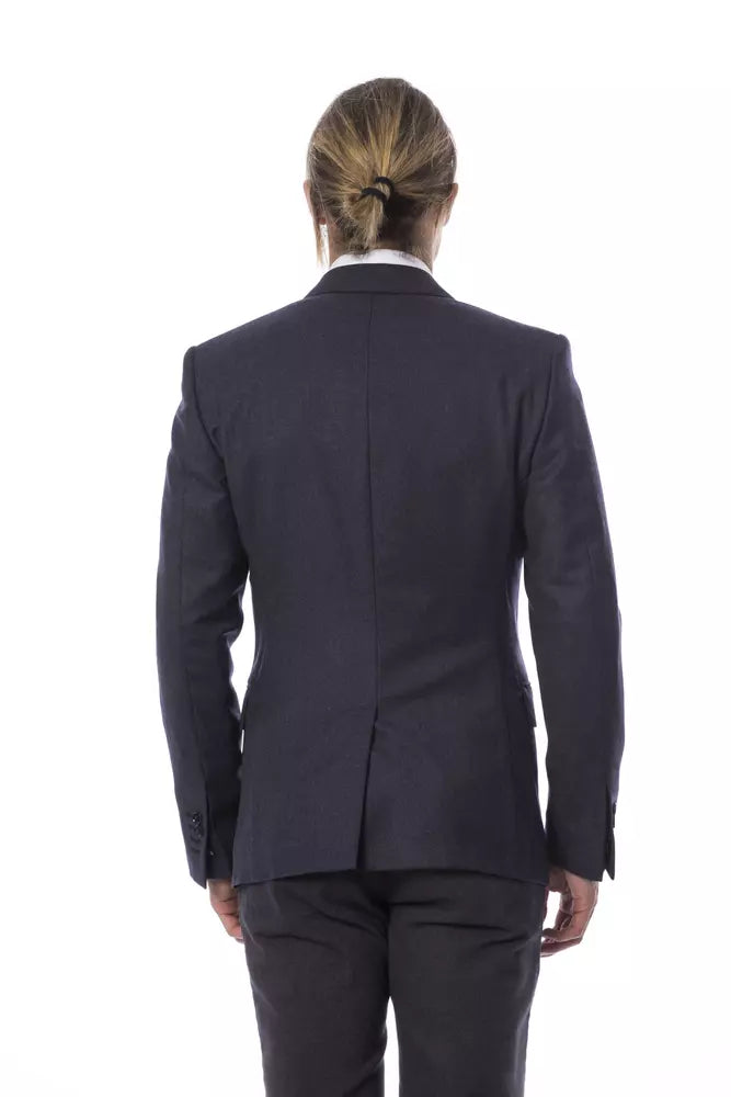 Blazer by Verri for men in wool blue showcases a polished silhouette, highlighted by a refined and polished for a sophisticated finish.