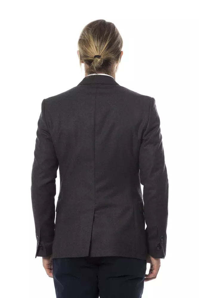 Blazer by Verri for men in wool gray showcases a discerning silhouette, elegantly detailed with a sophisticated single-breasted neckline and premium for a truly discerning finish.