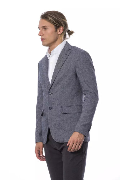 Blazer by Verri for men in polyester blue showcases a polished silhouette, highlighted by a refined single-breasted neckline and polished for a sophisticated finish.