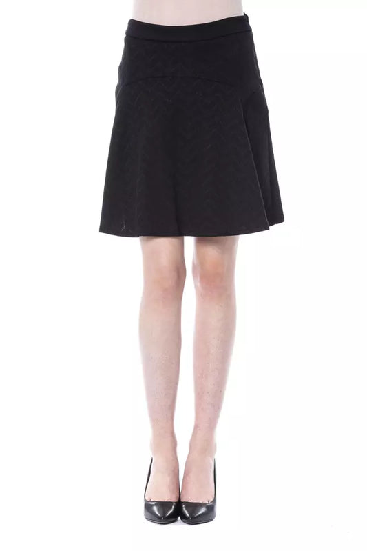 Byblos Black Polyester Mini Yoke Skirt
