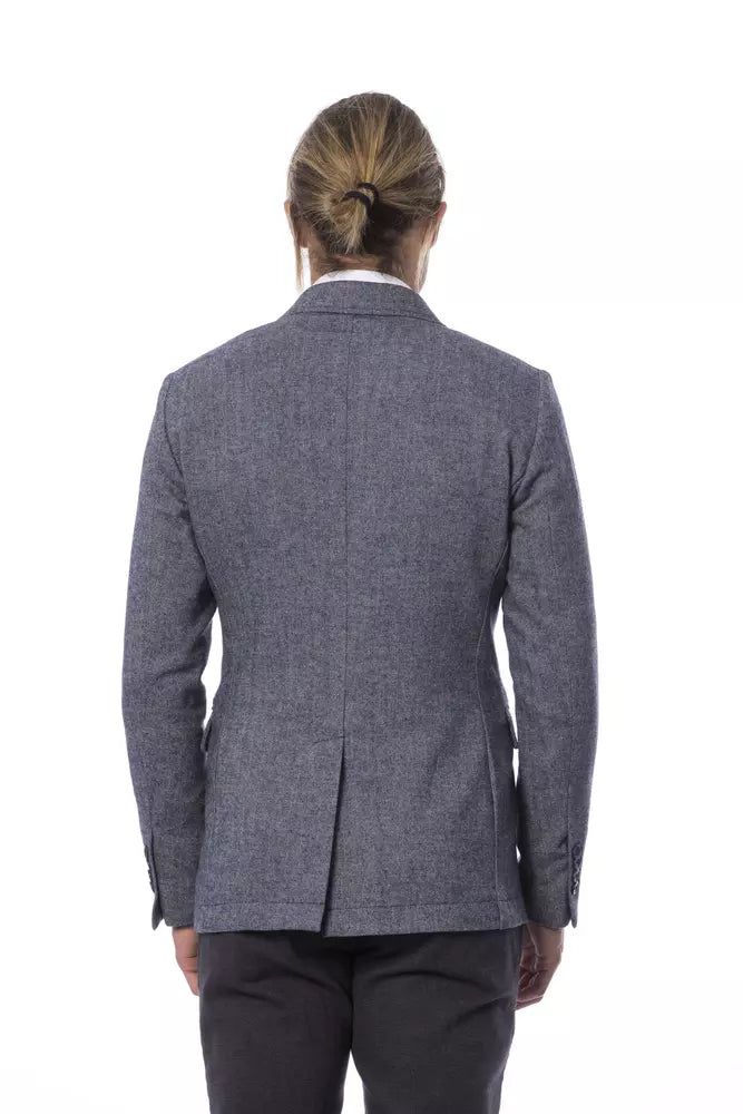 Blazer by Verri for men in polyester blue features an stylish silhouette, showcasing a sophisticated single-breasted neckline and stylish for a truly stylish finish.
