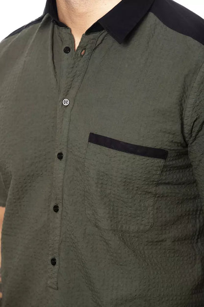 Verri Men's Army Green Cotton Shirt
