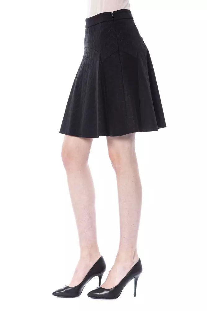 Byblos Black Polyester Mini Yoke Skirt