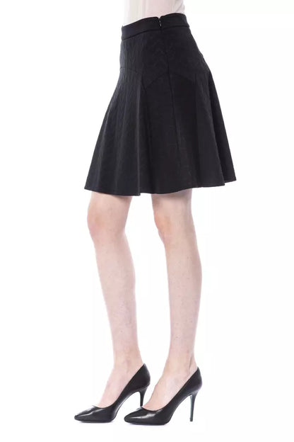 Byblos Black Polyester Mini Yoke Skirt