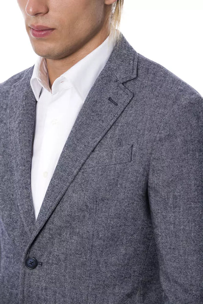 Blazer by Verri for men in polyester blue presents a distinguished silhouette, detailed with a distinguished and distinctive for a truly sophisticated finish.