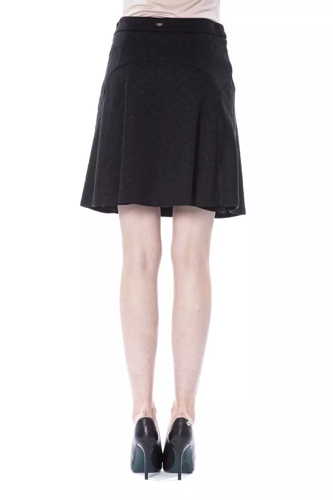 Byblos Black Polyester Mini Yoke Skirt