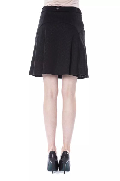 Byblos Black Polyester Mini Yoke Skirt