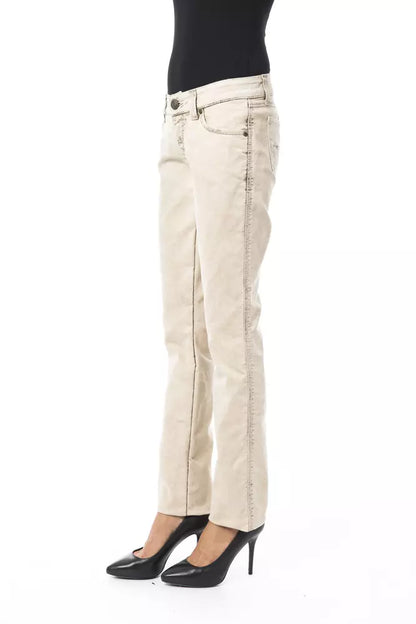 Byblos Women's Beige Cotton Slim Fit Jeans