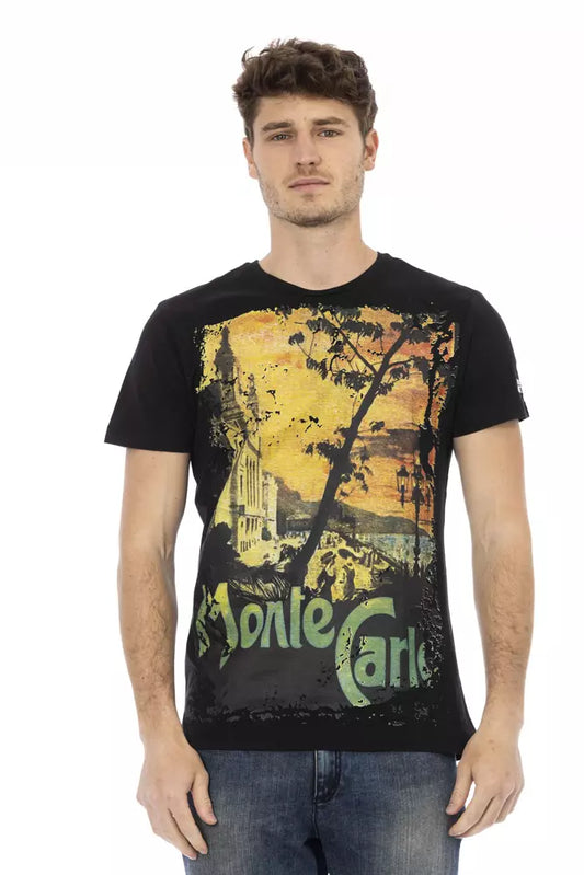 Trussardi Action Branded Men's Black Cotton T-Shirt
