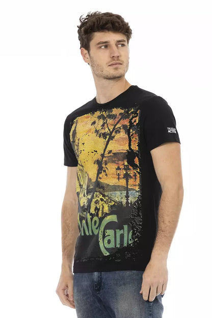 Trussardi Action Branded Men's Black Cotton T-Shirt