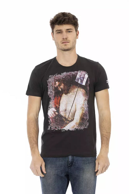 Trussardi Action Branded Men's Black Cotton T-Shirt