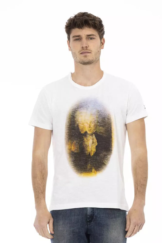 Trussardi Action Branded Men's White Cotton T-Shirt