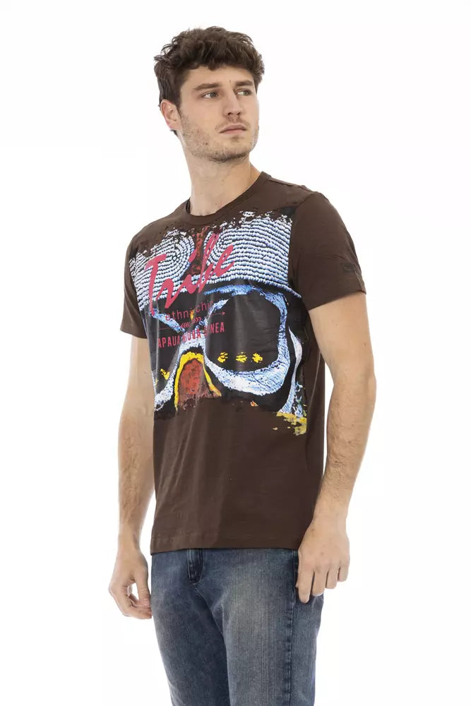 Trussardi Action Branded Men's Brown Cotton T-Shirt