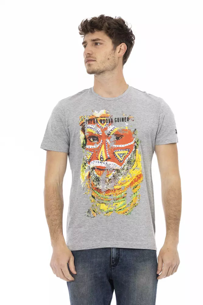 Trussardi Action Men's Branded Grey Cotton T-Shirt