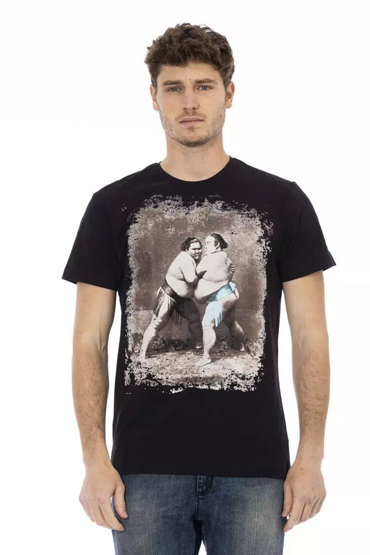 Trussardi Action Branded Men's Black Cotton T-Shirt