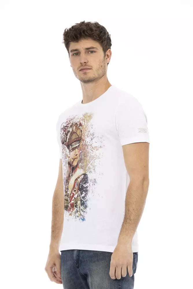 T-Shirt by Trussardi Action for men in viscose cotton canvas white & print showcases a chic silhouette, artfully detailed with a chic and for a chic finish.