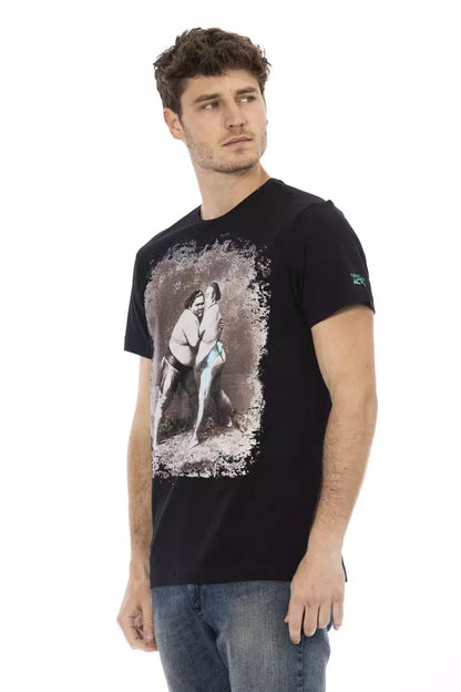 Trussardi Action Branded Men's Black Cotton T-Shirt
