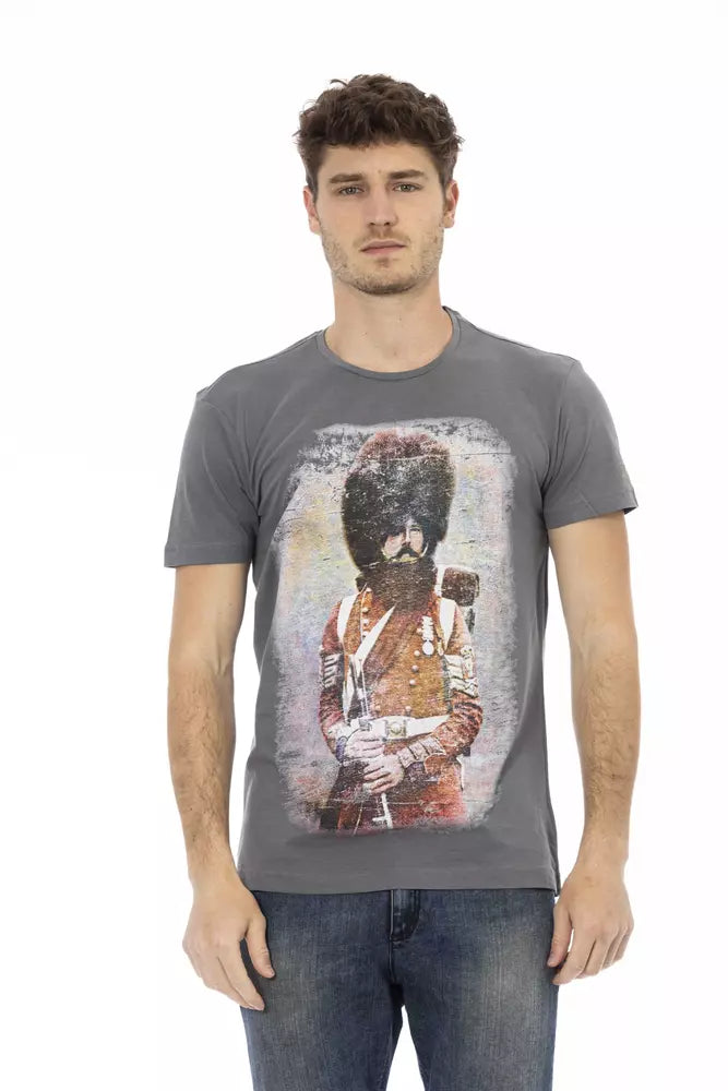 Trussardi Action Branded Men's Gray Cotton T-Shirt