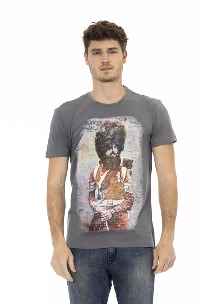 Trussardi Action Branded Men's Gray Cotton T-Shirt