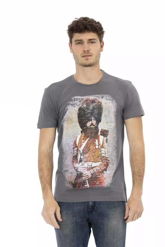 Trussardi Action Branded Men's Gray Cotton T-Shirt