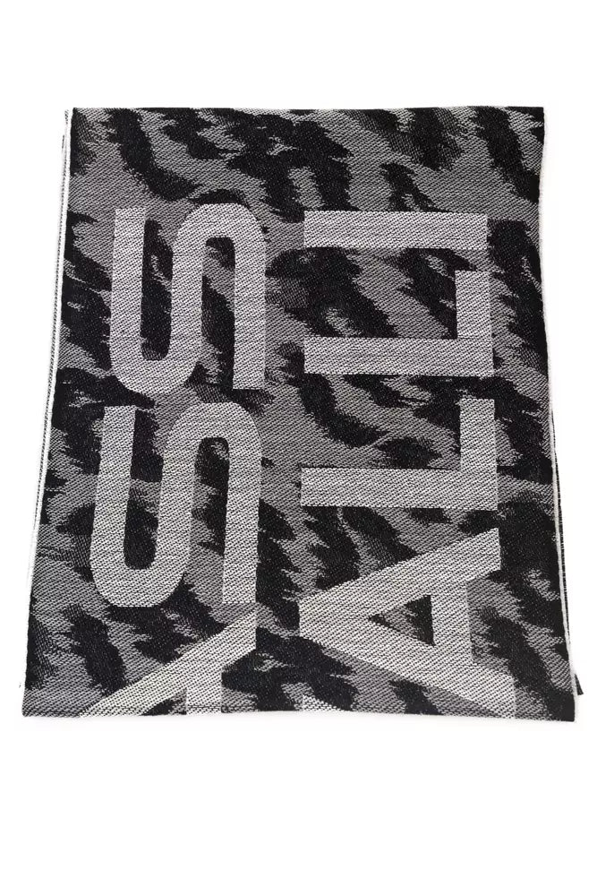 Cavalli Class Branded Grey Men's Wool Scarf