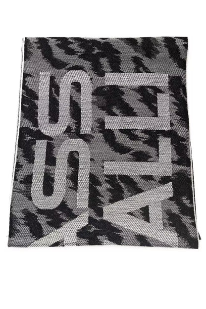 Cavalli Class Branded Grey Men's Wool Scarf