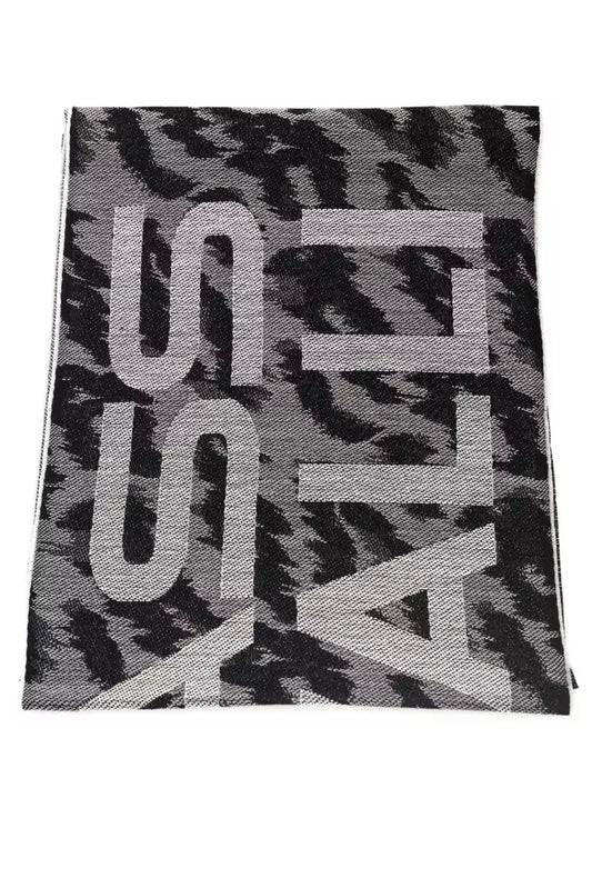 Cavalli Class Branded Grey Men's Wool Scarf