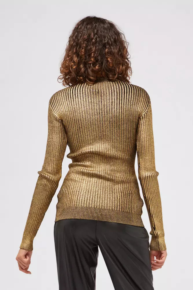 Gold & Black Custo Barcelona Women's Crewneck Wool Sweater