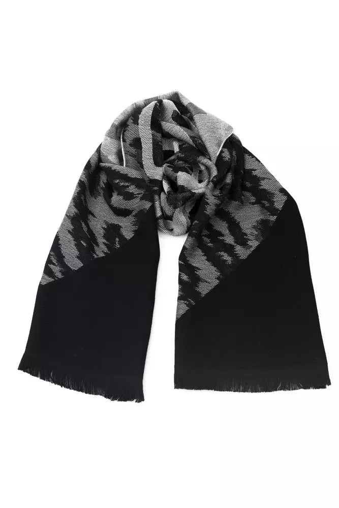 Cavalli Class Branded Grey Men's Wool Scarf