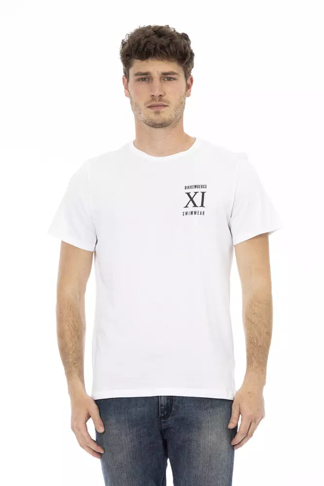 T-Shirt by Bikkembergs for men in cotton white & print features a plush silhouette, showcasing a sophisticated and for a truly plush finish.