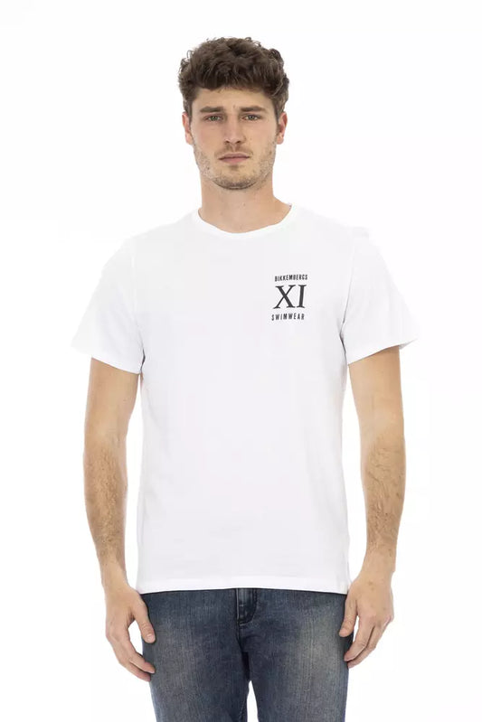 T-Shirt by Bikkembergs for men in cotton white & print features a plush silhouette, showcasing a sophisticated and for a truly plush finish.