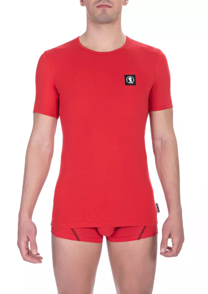 Red Cotton Men's Bikkembergs Logo Crewneck T-Shirt