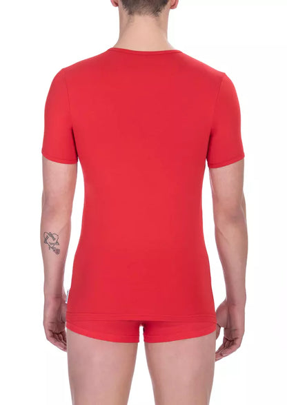 Red Cotton Men's Bikkembergs Logo Crewneck T-Shirt