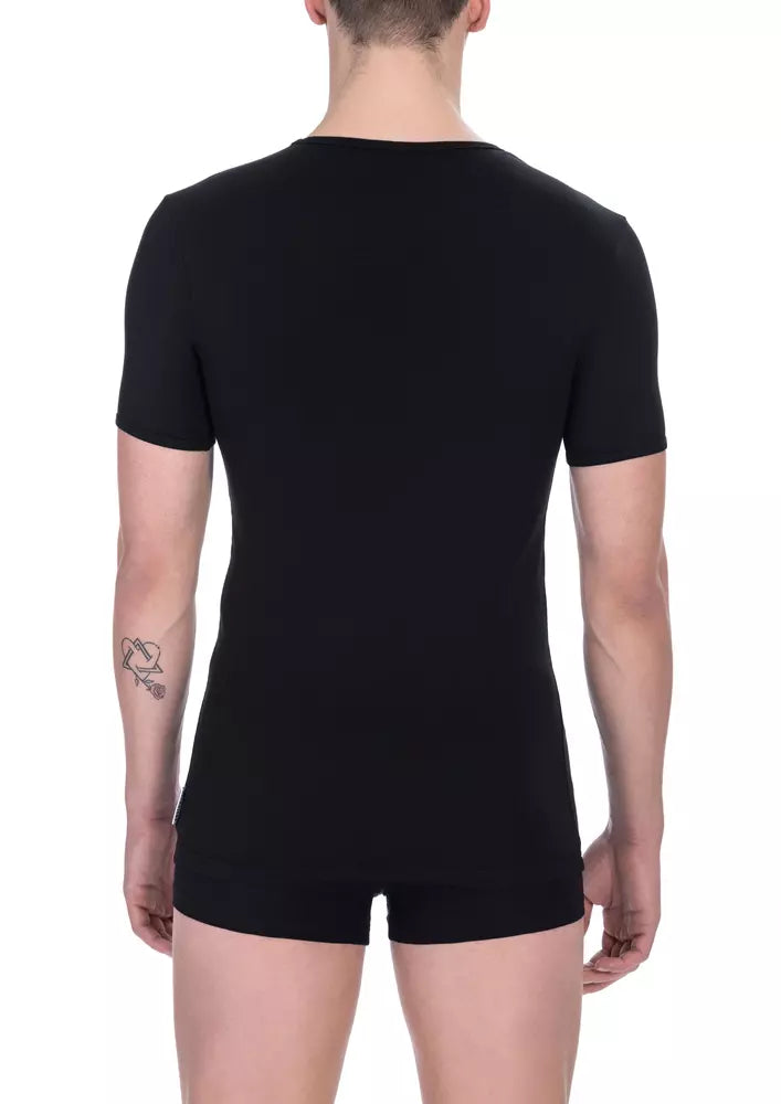 Black Cotton Men's Bikkembergs Logo Crewneck T-Shirt